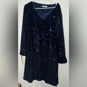 Navy Blue Sequin Event Dress